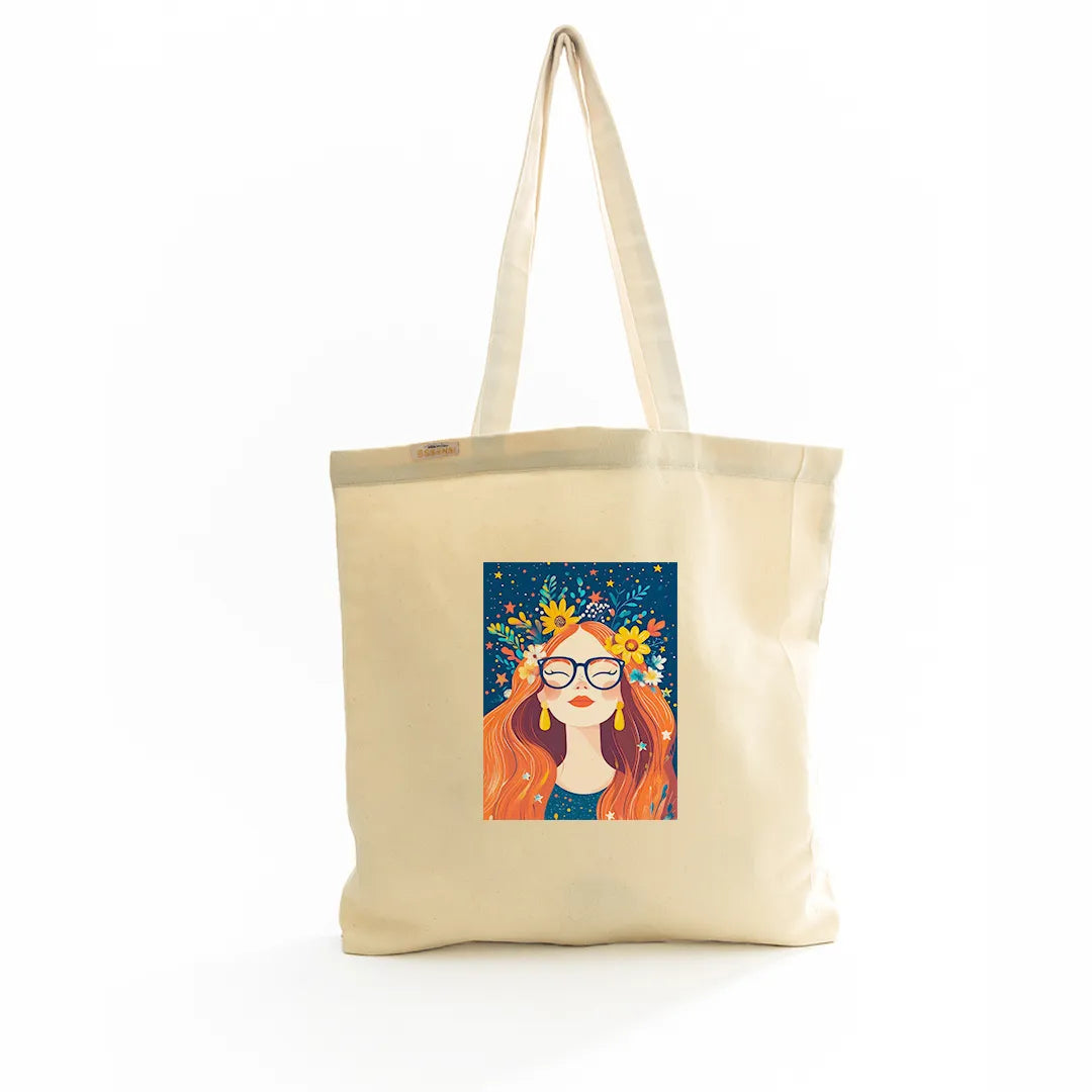 Canvas Tote Bag for Men & Women | 220 GSM Cotton, Premium Zipper, Coin Pouch (Girl)