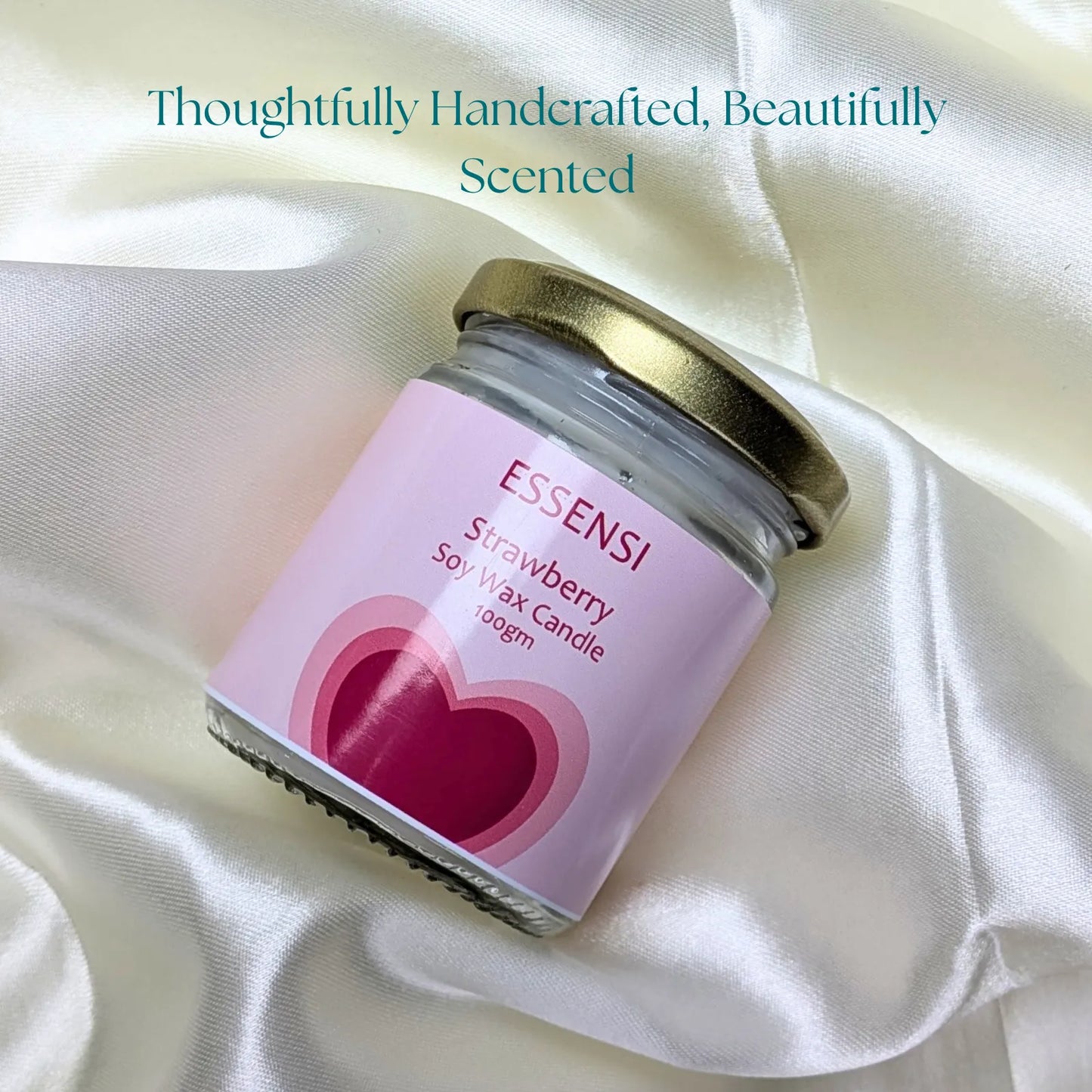 Essensi Scented Soy Wax Candle 100gm – Candle for Home, Self-Care & Gifting | Gift for Women (Strawberry Kiss)