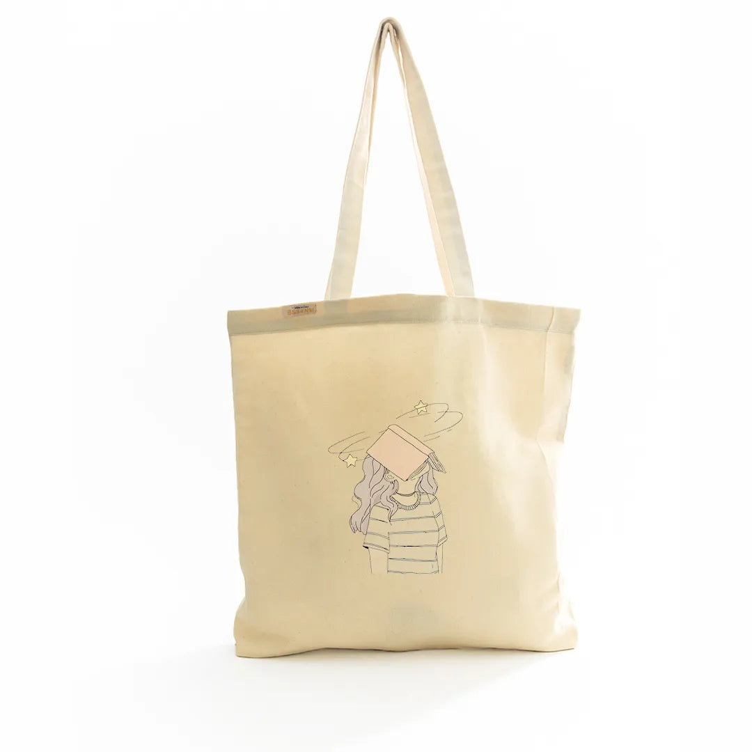 Canvas Tote Bag for Men & Women | 220 GSM Cotton, Premium Zipper, Coin Pouch (Book)