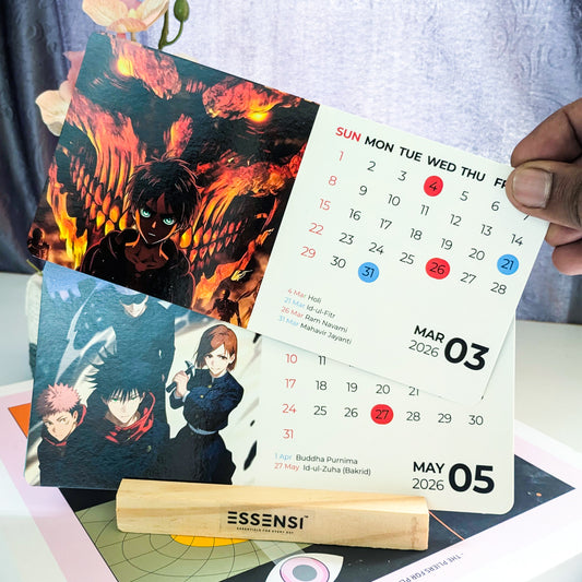 2026 Desk Calendar With Wooden Stand | For Home and Office | Anime Shows