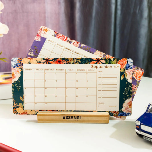2026 Desk Calendar With Wooden Stand | For Home and Office | Floral