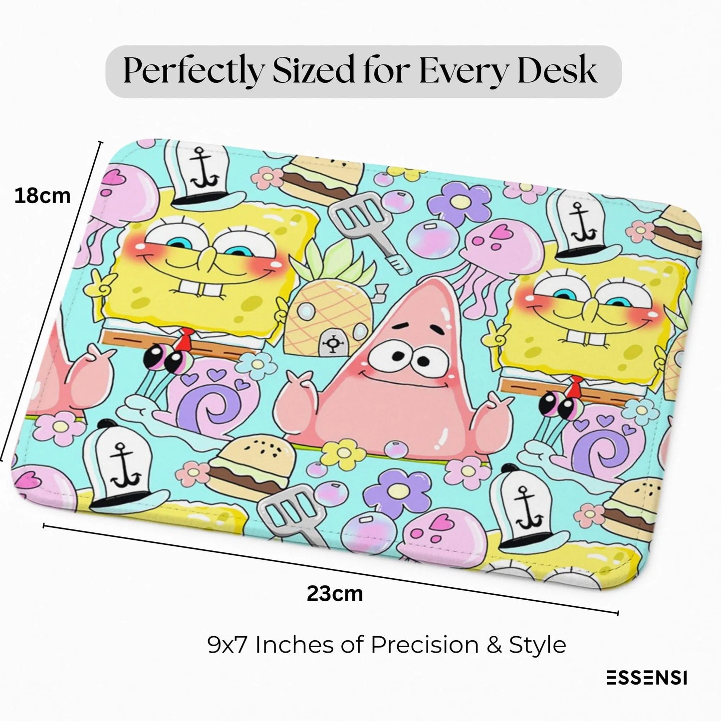 9x7 Inch Anti-Fray Mousepad for Students & Professionals | Non-Slip | Spongebob