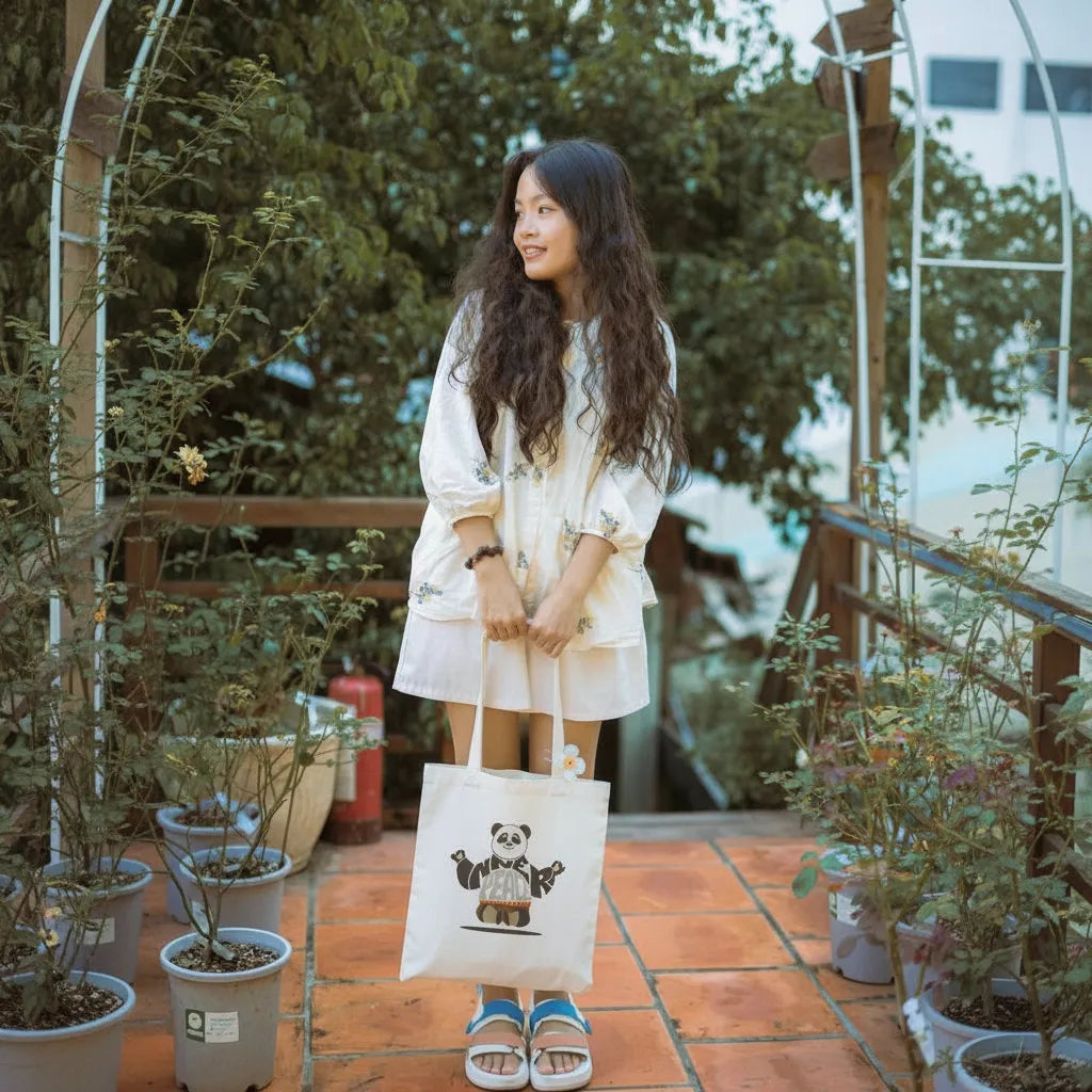 Canvas Tote Bag for Men & Women | 220 GSM Cotton, Premium Zipper, Coin Pouch (Peace)