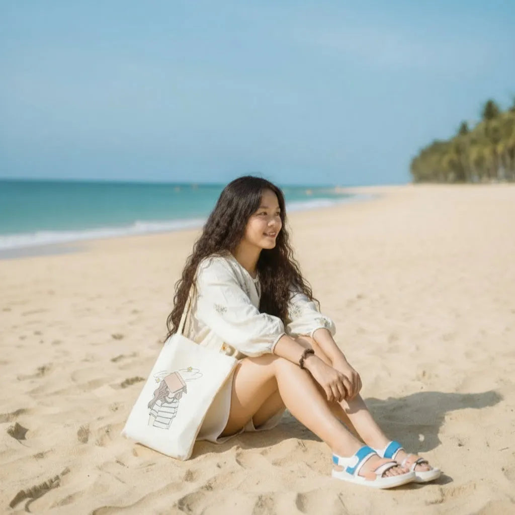 Canvas Tote Bag for Men & Women | 220 GSM Cotton, Premium Zipper, Coin Pouch (Book)