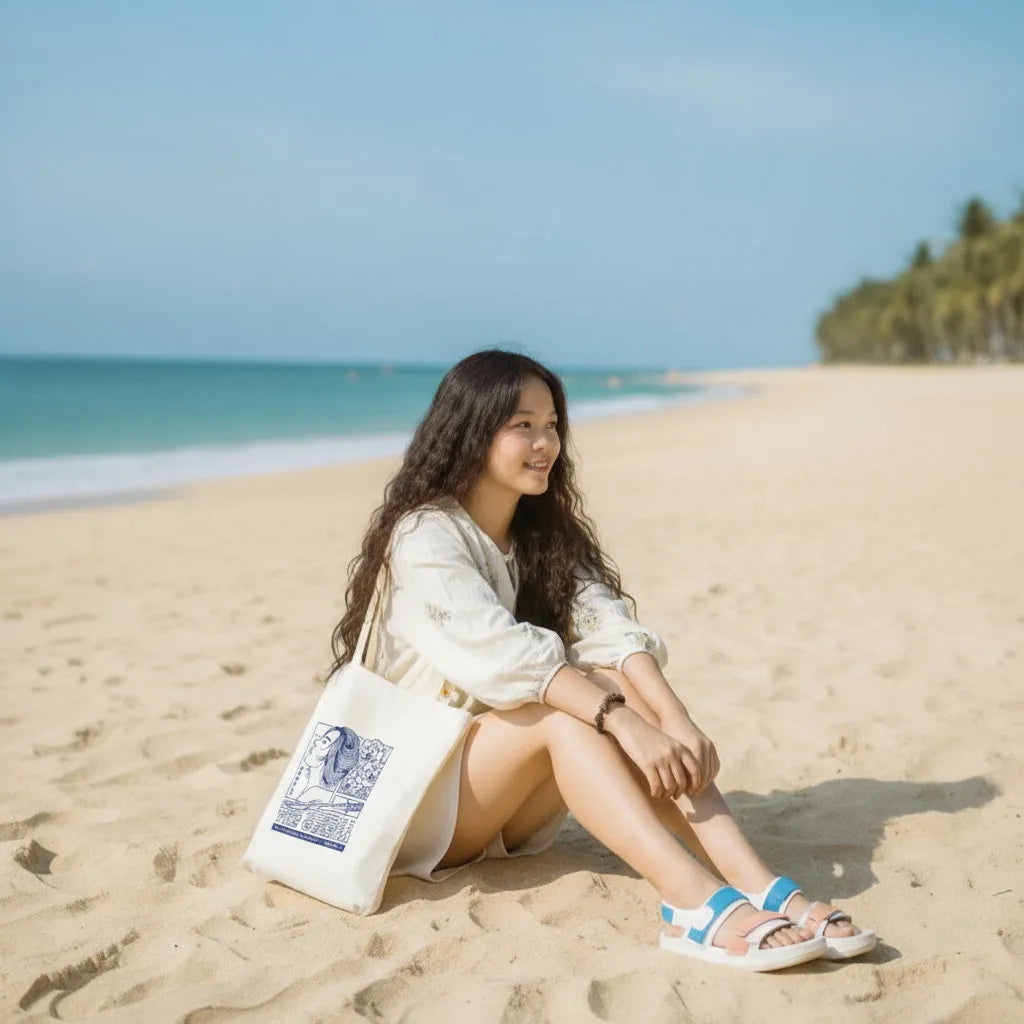 Canvas Tote Bag for Men & Women | 220 GSM Cotton, Premium Zipper, Coin Pouch (Geisha)