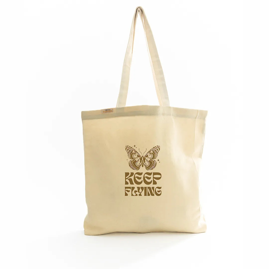 Canvas Tote Bag for Men & Women | 220 GSM Cotton, Premium Zipper, Coin Pouch (Keep Flying)