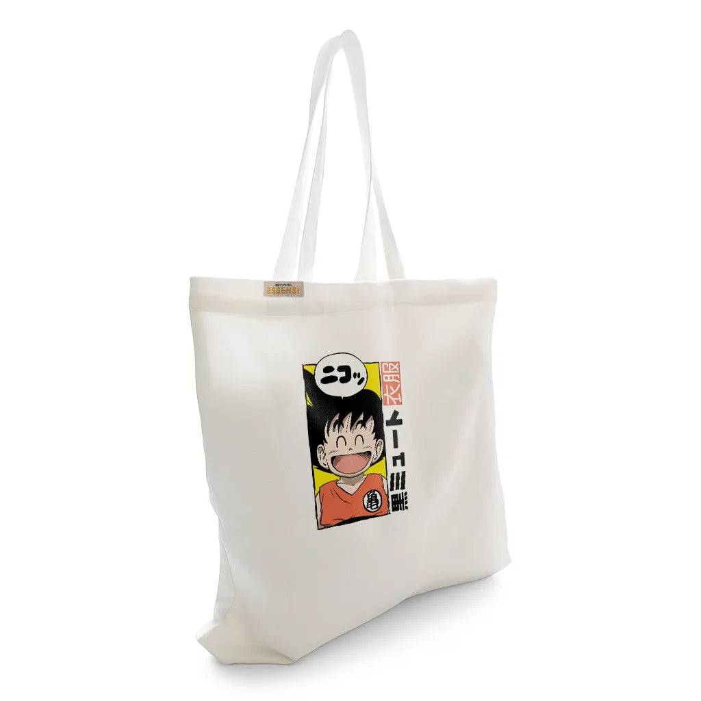 Canvas Tote Bag for Men & Women | 220 GSM Cotton, Premium Zipper, Coin Pouch (Goku)