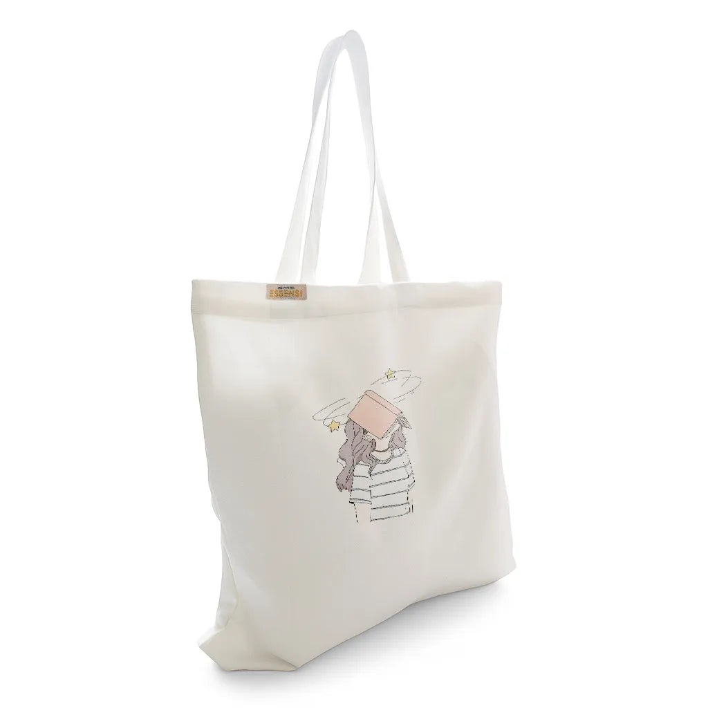 Canvas Tote Bag for Men & Women | 220 GSM Cotton, Premium Zipper, Coin Pouch (Book)