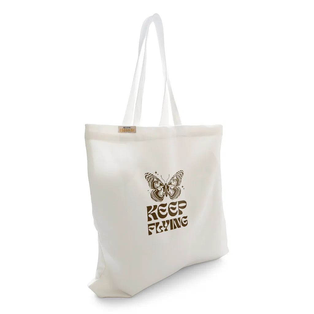 Canvas Tote Bag for Men & Women | 220 GSM Cotton, Premium Zipper, Coin Pouch (Keep Flying)