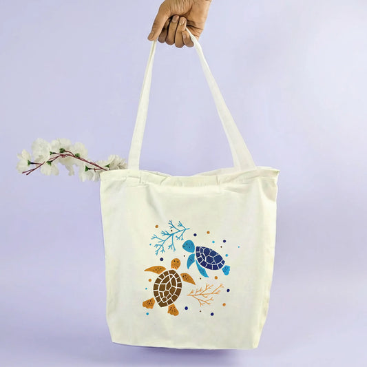 Canvas Tote Bag for Men & Women | 220 GSM Cotton, Premium Zipper, Coin Pouch| Turtule Bros