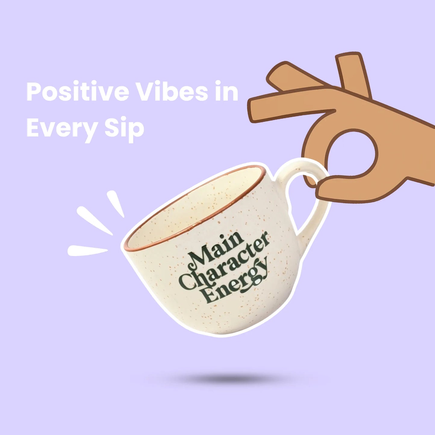 Café Style Ceramic Coffee Mug 250ml | Gift for Coffee Lovers (Main Character Energy)