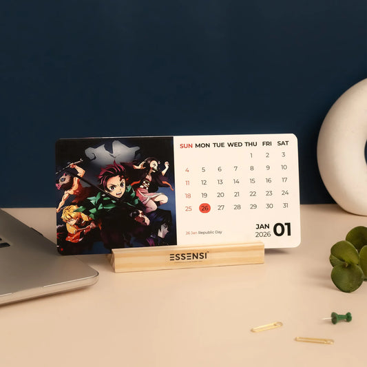 2026 Desk Calendar With Wooden Stand | For Home and Office | Anime Shows