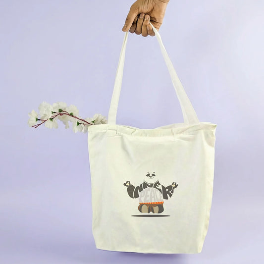 Canvas Tote Bag for Men & Women | 220 GSM Cotton, Premium Zipper, Coin Pouch (Peace)