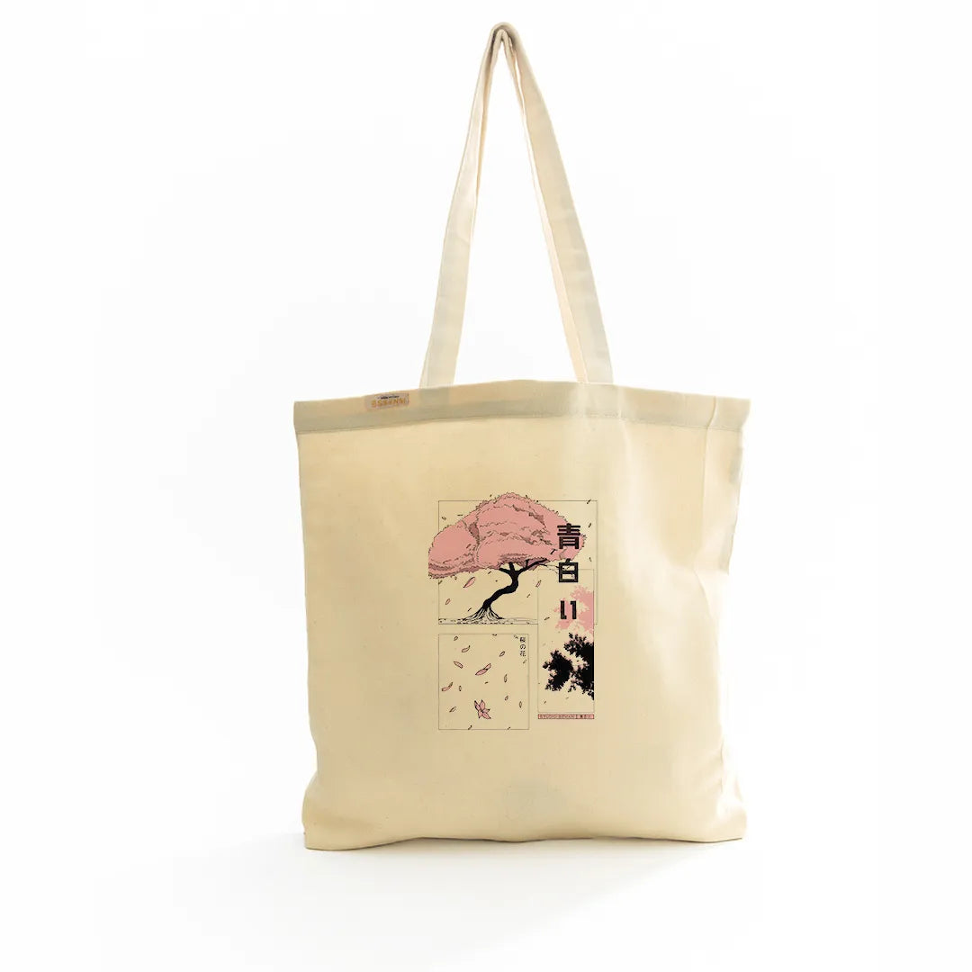Canvas Tote Bag for Men & Women | 220 GSM Cotton, Premium Zipper, Coin Pouch (Pink Blossom)