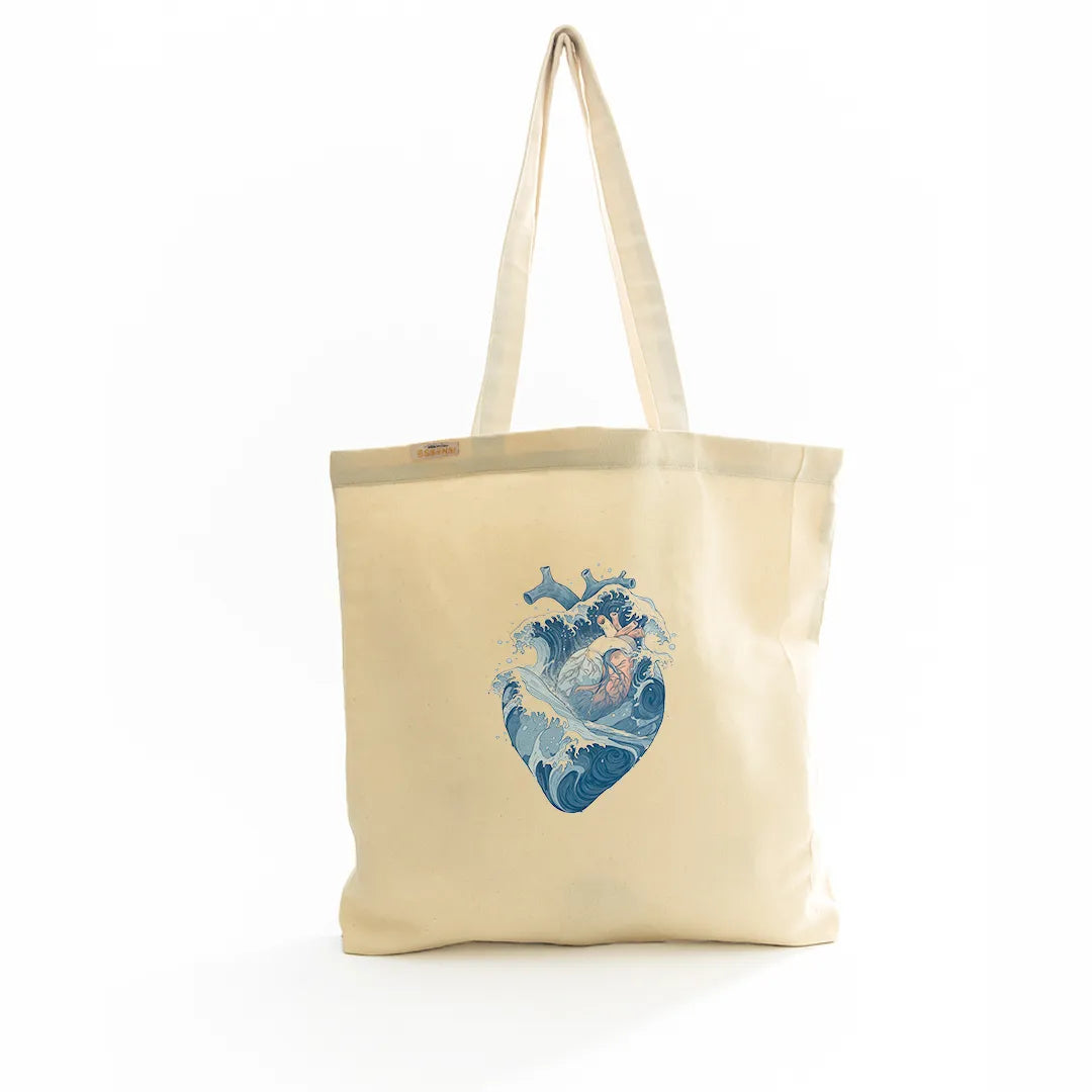 Canvas Tote Bag for Men & Women | 220 GSM Cotton, Premium Zipper, Coin Pouch (Heart)