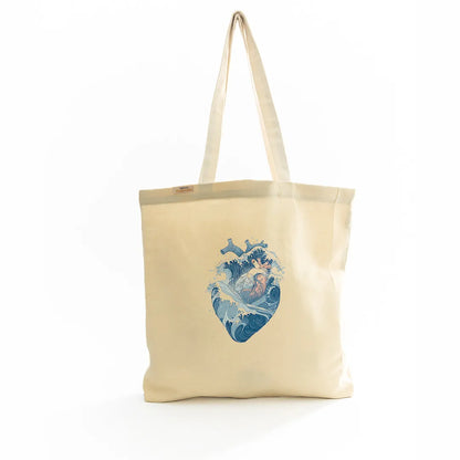 Canvas Tote Bag for Men & Women | 220 GSM Cotton, Premium Zipper, Coin Pouch (Heart)