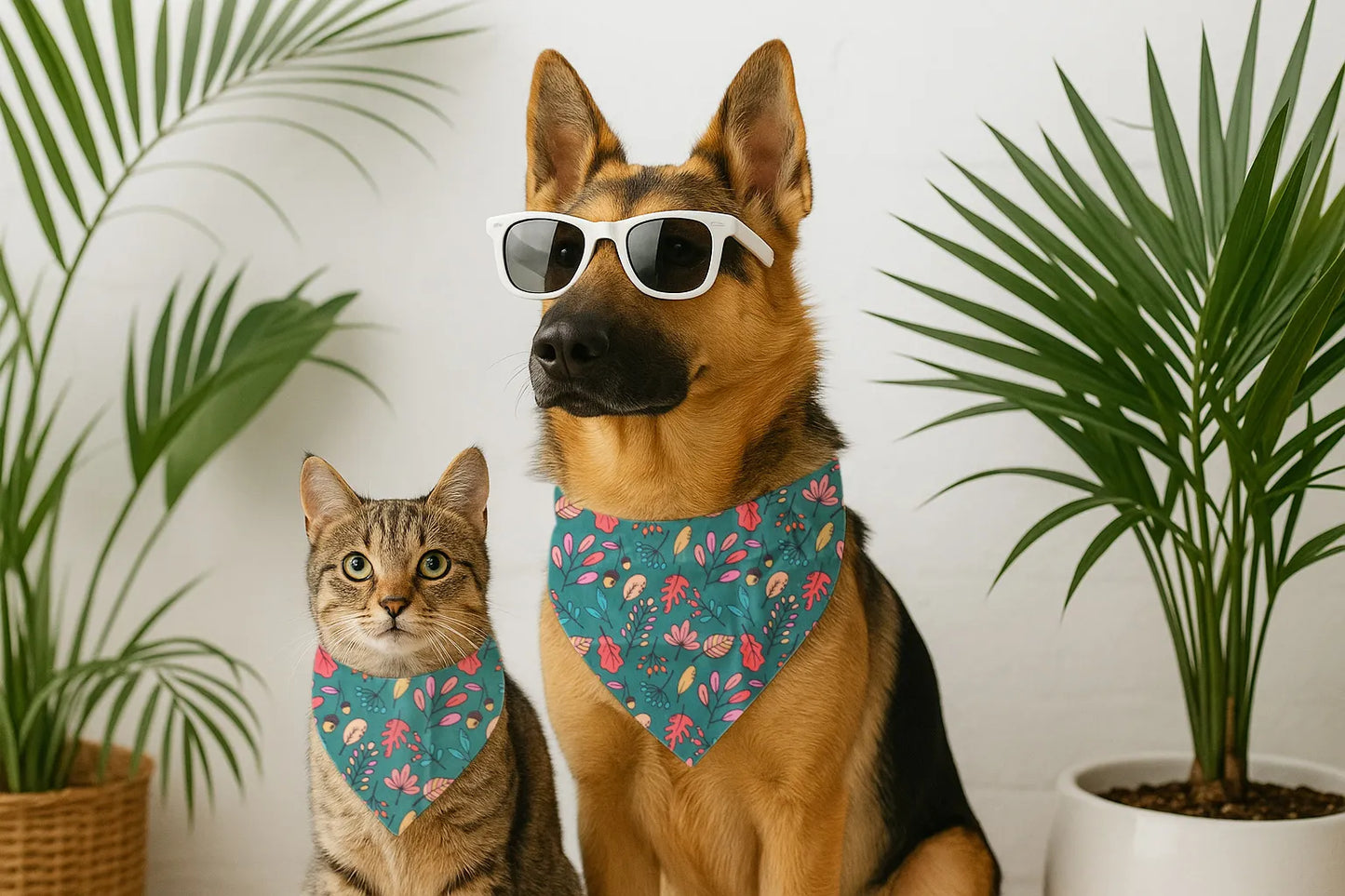 Dog & Cat Bandana with Collar, Adjustable Pet Scarf | Jungle