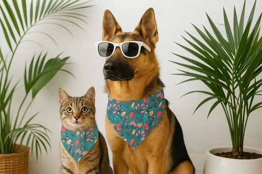Dog & Cat Bandana with Collar, Adjustable Pet Scarf | Jungle