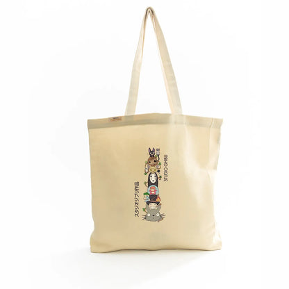 Canvas Tote Bag for Men & Women | 220 GSM Cotton, Premium Zipper, Coin Pouch (totoro)