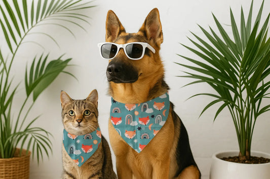 Dog & Cat Bandana with Collar, Adjustable Pet Scarf | Rainbow Fox