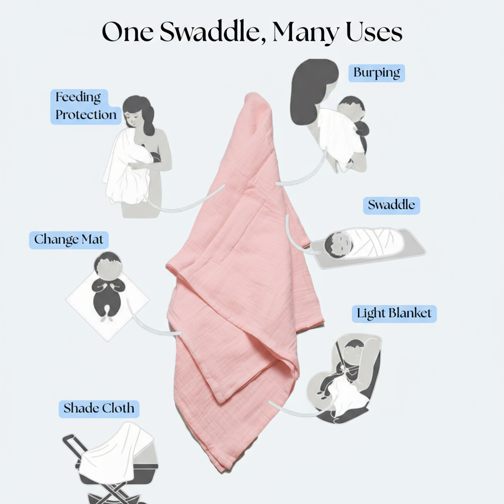 Muslin Swaddle Blankets for Babies | 2-Piece Large 100cm X 100cm | 100% Cotton