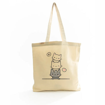 Canvas Tote Bag for Men & Women | 220 GSM Cotton, Premium Zipper, Coin Pouch (Mini Cats)