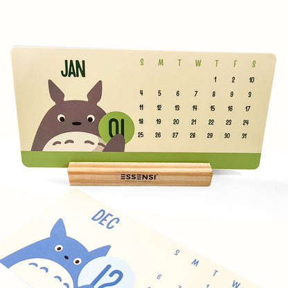 2026 Desk Calendar With Wooden Stand | For Home and Office | Ghibli