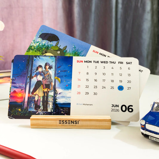 2026 Desk Calendar With Wooden Stand | For Home and Office | (Anime Movies)