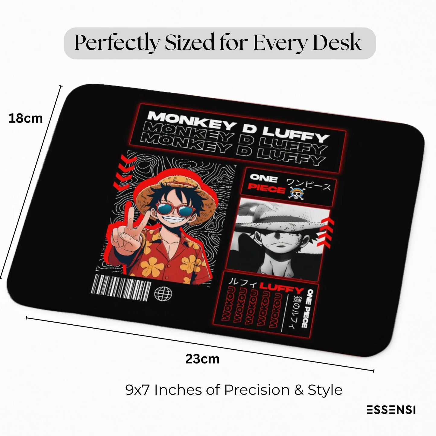 9x7 Inch Anti-Fray Mousepad for Students & Professionals | Non-Slip | Luffy