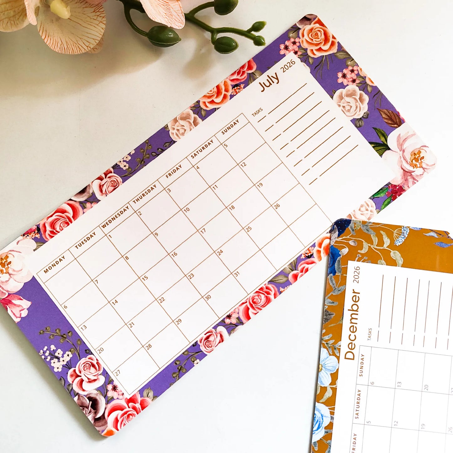 2026 Desk Calendar With Wooden Stand | For Home and Office | Floral