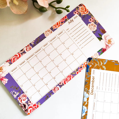 2026 Desk Calendar With Wooden Stand | For Home and Office | Floral