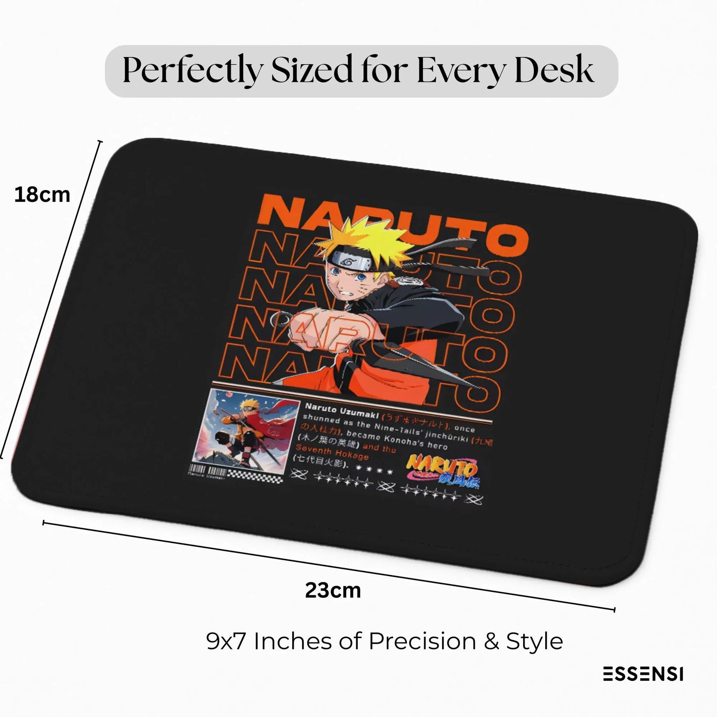 9x7 Inch Anti-Fray Mousepad for Students & Professionals | Non-Slip | Naruto