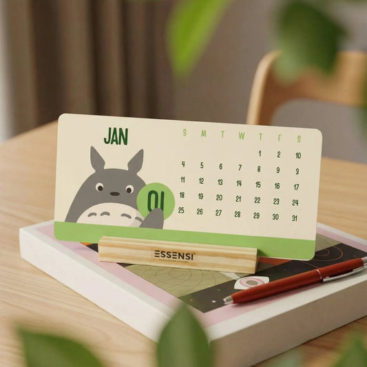 2026 Desk Calendar With Wooden Stand | For Home and Office | Ghibli
