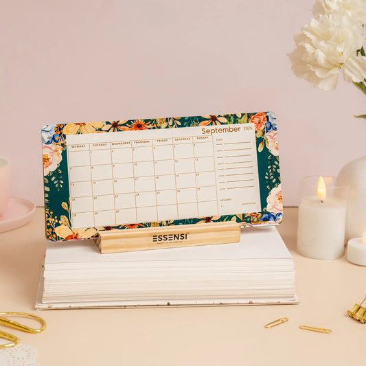 2026 Desk Calendar With Wooden Stand | For Home and Office | Floral