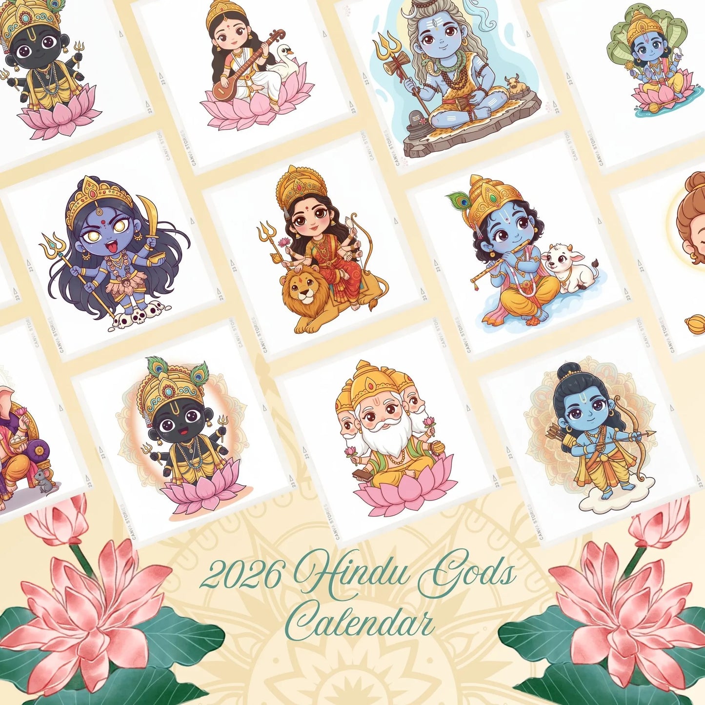 2026 Desk Calendar With Wooden Stand | For Home and Office | Gods