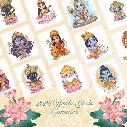 2026 Desk Calendar With Wooden Stand | For Home and Office | Gods