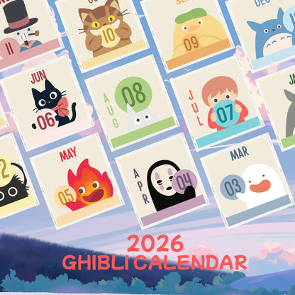 2026 Desk Calendar With Wooden Stand | For Home and Office | Ghibli