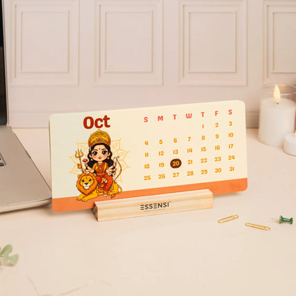 2026 Desk Calendar With Wooden Stand | For Home and Office | Gods