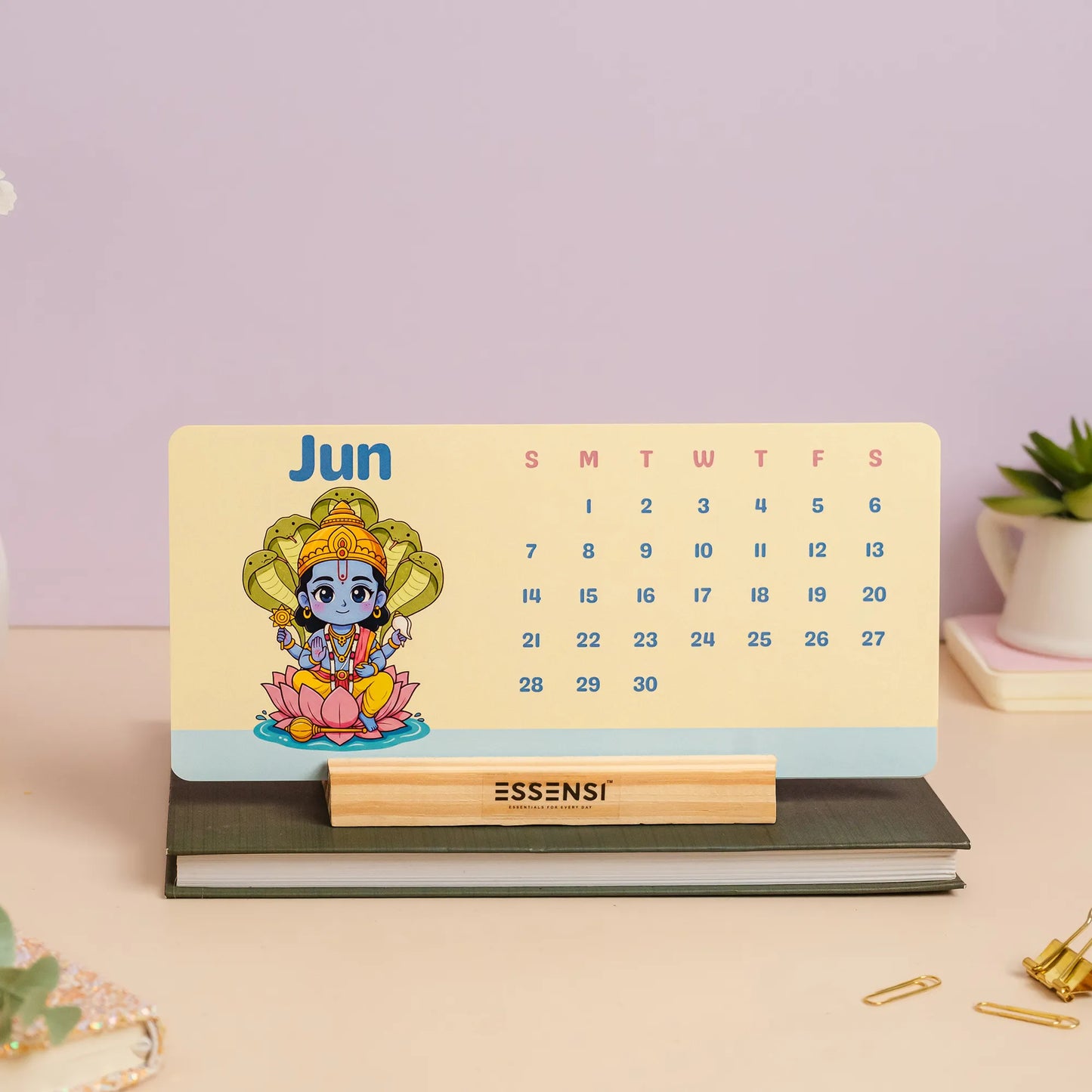 2026 Desk Calendar With Wooden Stand | For Home and Office | Gods