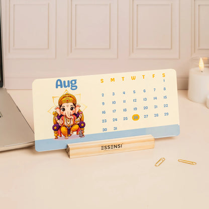 2026 Desk Calendar With Wooden Stand | For Home and Office | Gods
