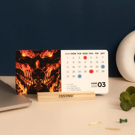 2026 Desk Calendar With Wooden Stand | For Home and Office | Anime Shows
