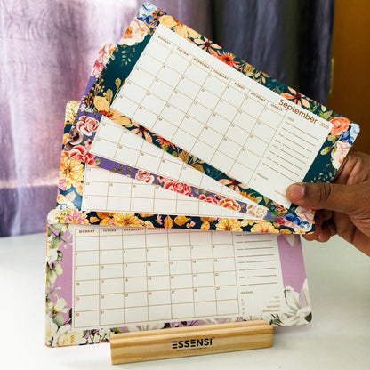 2026 Desk Calendar With Wooden Stand | For Home and Office | Floral