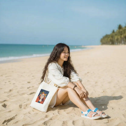 Canvas Tote Bag for Men & Women | 220 GSM Cotton, Premium Zipper, Coin Pouch (Girl)