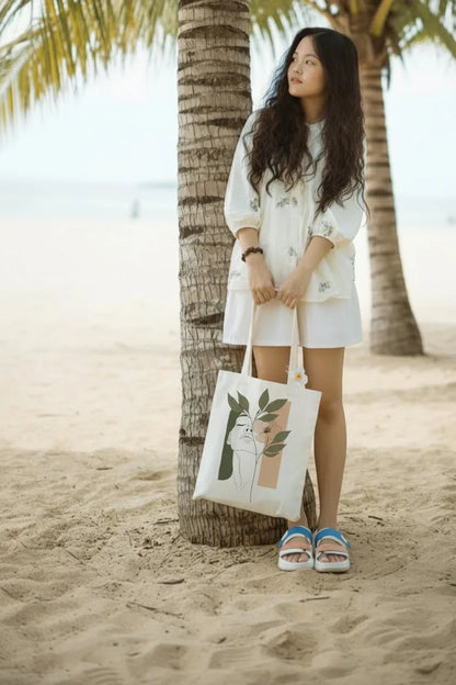 Canvas Tote Bag for Men & Women | 220 GSM Cotton, Premium Zipper, Coin Pouch (Face)