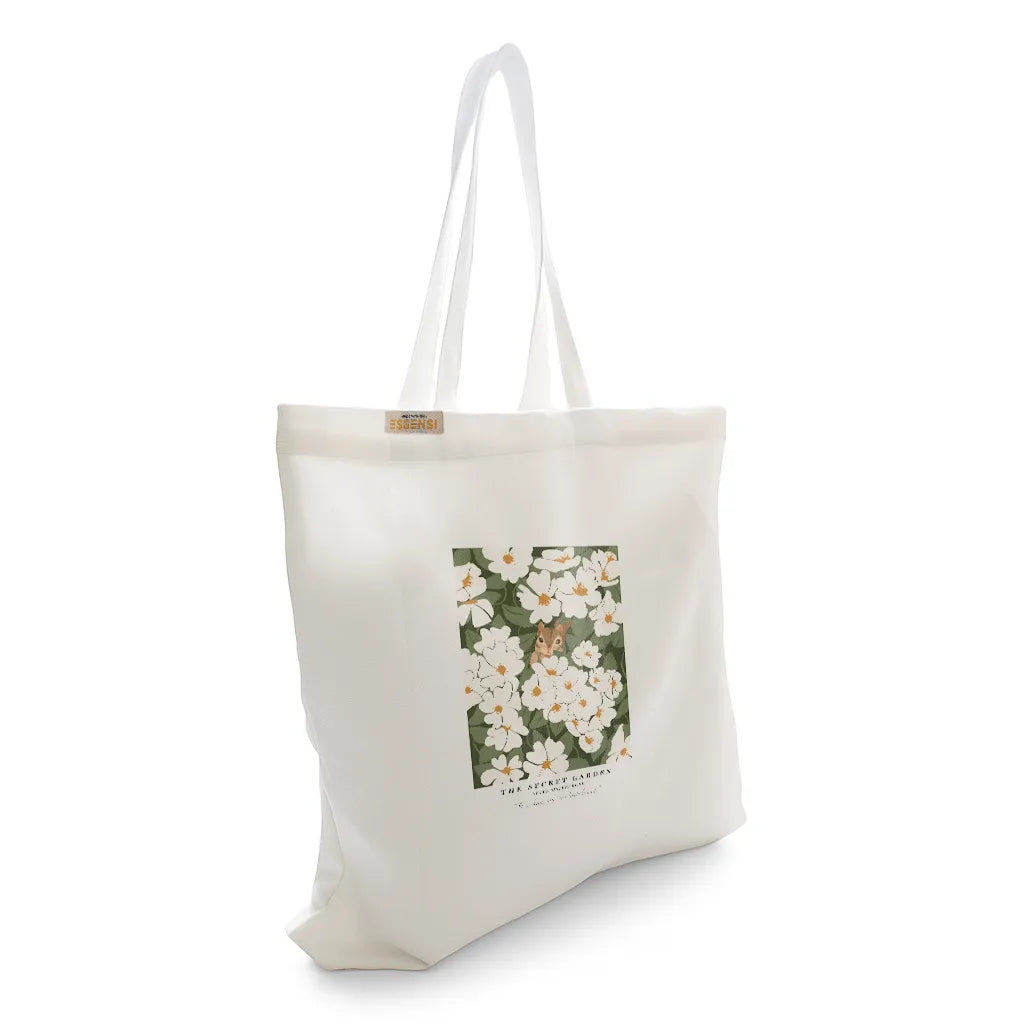 Canvas Tote Bag for Men & Women | 220 GSM Cotton, Premium Zipper, Coin Pouch (Garden)