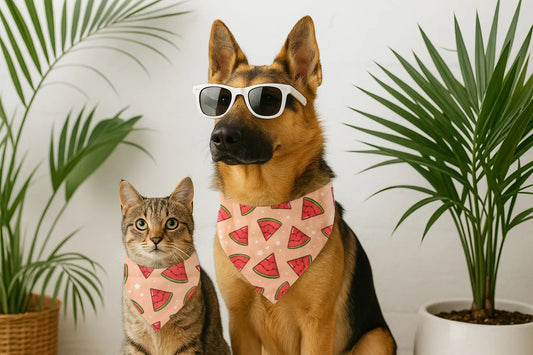 Dog & Cat Bandana with Collar, Adjustable Pet Scarf | Watermelon