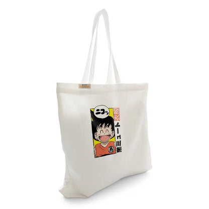 Canvas Tote Bag for Men & Women | 220 GSM Cotton, Premium Zipper, Coin Pouch (Goku)