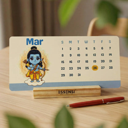 2026 Desk Calendar With Wooden Stand | For Home and Office | Gods