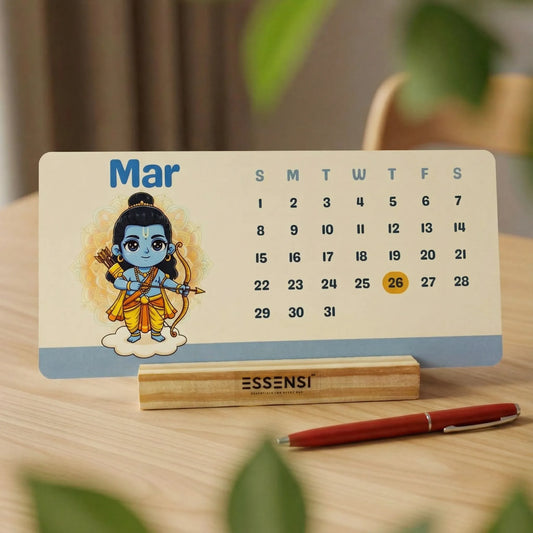 2026 Desk Calendar With Wooden Stand | For Home and Office | Gods