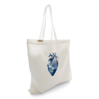 Canvas Tote Bag for Men & Women | 220 GSM Cotton, Premium Zipper, Coin Pouch (Heart)